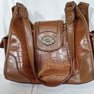 Elegant Brown Crocodile Pattern Women's Bag